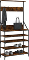 vidaXL - Kledingrek - met - schoenenrek - 90x34x184 - cm - gerookt - eikenkleurig