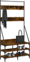 vidaXL - Kledingrek - met - schoenenrek - 90x34x184 - cm - gerookt - eikenkleurig