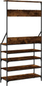 vidaXL - Kledingrek - met - schoenenrek - 90x34x184 - cm - gerookt - eikenkleurig