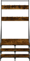 vidaXL - Kledingrek - met - schoenenrek - 90x34x184 - cm - gerookt - eikenkleurig