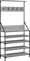vidaXL - Kledingrek - met - schoenenrek - 90x34x184 - cm - grijs - sonoma - eikenkleur