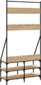 vidaXL - Kledingrek - met - schoenenrek - 90x34x184 - cm - sonoma - eikenkleurig