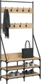 vidaXL - Kledingrek - met - schoenenrek - 90x34x184 - cm - sonoma - eikenkleurig