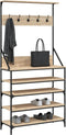 vidaXL - Kledingrek - met - schoenenrek - 90x34x184 - cm - sonoma - eikenkleurig