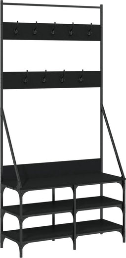 vidaXL - Kledingrek - met - schoenenrek - 90x34x184 - cm - zwart