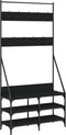 vidaXL - Kledingrek - met - schoenenrek - 90x34x184 - cm - zwart