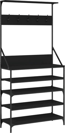 vidaXL - Kledingrek - met - schoenenrek - 90x34x184 - cm - zwart