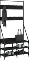 vidaXL - Kledingrek - met - schoenenrek - 90x34x184 - cm - zwart