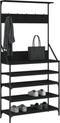 vidaXL - Kledingrek - met - schoenenrek - 90x34x184 - cm - zwart