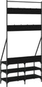 vidaXL - Kledingrek - met - schoenenrek - 90x34x184 - cm - zwart