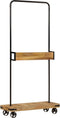 vidaXL - Kledingrek - met - wieltjes - 90x35x190 - cm - massief - mangohout - en - ijzer
