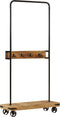 vidaXL - Kledingrek - met - wieltjes - 90x35x190 - cm - massief - mangohout - en - ijzer