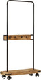 vidaXL - Kledingrek - met - wieltjes - 90x35x190 - cm - massief - mangohout - en - ijzer