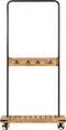 vidaXL - Kledingrek - met - wieltjes - 90x35x190 - cm - massief - mangohout - en - ijzer