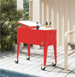 vidaXL - Koelbox - op - wielen - 92x43x89 - cm - rood