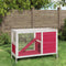 vidaXL - Konijnenhok - 103x44x69,5 - cm - massief - grenenhout - rood