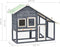 vidaXL - Konijnenhok - 140x63x120 - cm - massief - vurenhout - grijs - en - wit