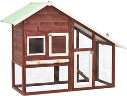 vidaXL - Konijnenhok - 140x63x120 - cm - massief - vurenhout - mokka - en - wit