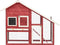 vidaXL - Konijnenhok - 140x63x120 - cm - massief - vurenhout - rood - en - wit