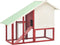 vidaXL - Konijnenhok - 140x63x120 - cm - massief - vurenhout - rood - en - wit