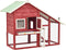 vidaXL - Konijnenhok - 140x63x120 - cm - massief - vurenhout - rood - en - wit
