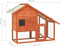 vidaXL - Konijnenhok - 140x63x120 - cm - massief - vurenhout