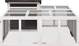 vidaXL - Konijnenhok - 144x123x67,5 - cm - massief - grenenhout - grijs
