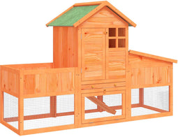 vidaXL - Konijnenhok - 170x63x113 - cm - massief - grenenhout - bruin