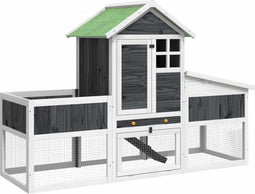 vidaXL - Konijnenhok - 170x63x113 - cm - massief - grenenhout - grijs