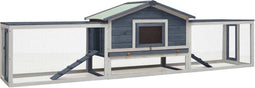 vidaXL - Konijnenhok - 310x70x87 - cm - massief - grenen- - en - vurenhout - grijs