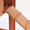 vidaXL - Konijnenhok - voor - buiten - groot - 145x45x84 - cm - hout - rood - en - wit