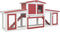 vidaXL - Konijnenhok - voor - buiten - groot - 204x45x85 - cm - hout - rood - en - wit