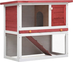 vidaXL - Konijnenhok - voor - buiten - met - 1 - deur - hout - rood