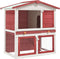 vidaXL - Konijnenhok - voor - buiten - met - 3 - deuren - hout - rood