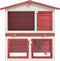 vidaXL - Konijnenhok - voor - buiten - met - 3 - deuren - hout - rood
