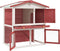 vidaXL - Konijnenhok - voor - buiten - met - 3 - deuren - hout - rood