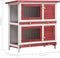 vidaXL - Konijnenhok - voor - buiten - met - 4 - deuren - hout - rood