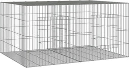 vidaXL - Konijnenkooi - met - 2 - panelen - 110x79x54 - cm - gegalvaniseerd - ijzer