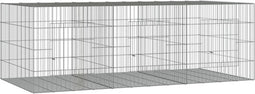 vidaXL - Konijnenkooi - met - 3 - panelen - 163x79x54 - cm - gegalvaniseerd - ijzer