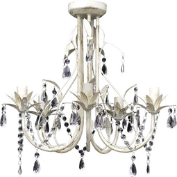 vidaXL - Kristallen - kroonluchter - met - wit - elegant - design - (5 - lampen)