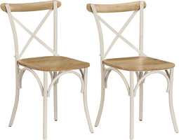 vidaXL - Kruisstoelen - 2 - st - massief - mangohout - wit