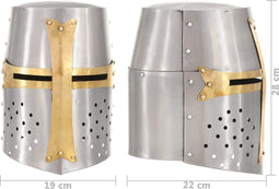 vidaXL Kruisvaardershelm middeleeuws replica LARP staal zilverkleurig