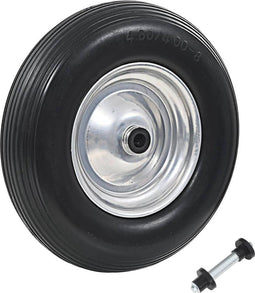 vidaXL - Kruiwagenwiel - met - as - 4,00-8 - 390 - mm - massief - PU