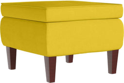 vidaXL - Kruk - met - houten - poten - fluweel - geel
