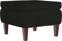 vidaXL - Kruk - met - houten - poten - fluweel - zwart