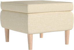 vidaXL - Kruk - met - houten - poten - stof - crèmekleurig