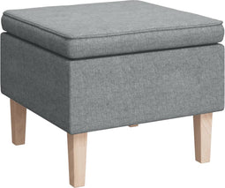 vidaXL - Kruk - met - houten - poten - stof - lichtgrijs
