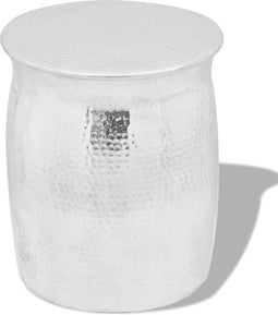 vidaXL - Krukje/bijzettafeltje - gehamerd - aluminium - zilverkleurig