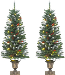 vidaXL - Kunstkerstbomen - 2 - st - 100 - LED's - 120 - cm - groen