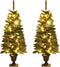 vidaXL - Kunstkerstbomen - 2 - st - met - krans, - guirlande - en - LED's